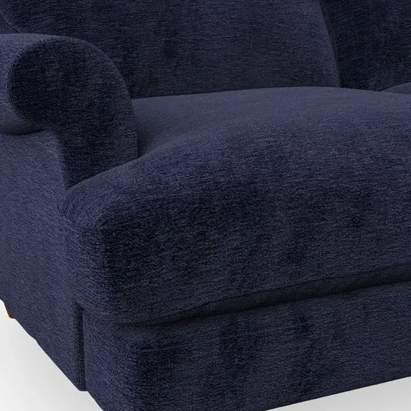 3-Seater Sofa with Scroll Arms - Navy, Chenille