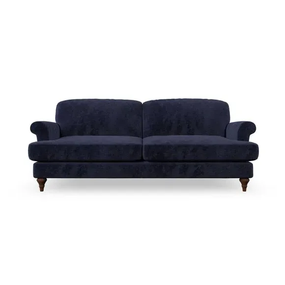 3-Seater Sofa with Scroll Arms - Navy, Chenille