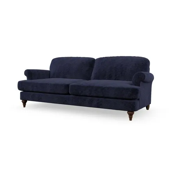 3-Seater Sofa with Scroll Arms - Navy, Chenille
