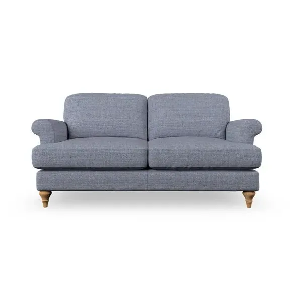 3-Seater Sofa with Scroll Arms - Navy, Fabric