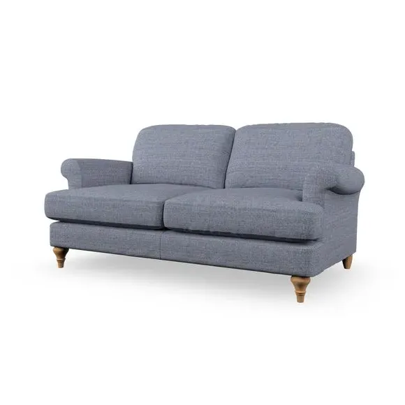 3-Seater Sofa with Scroll Arms - Navy, Fabric