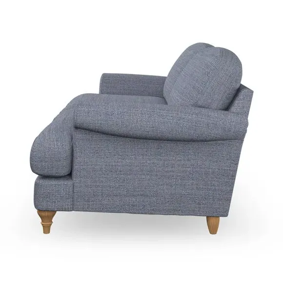 3-Seater Sofa with Scroll Arms - Navy, Fabric