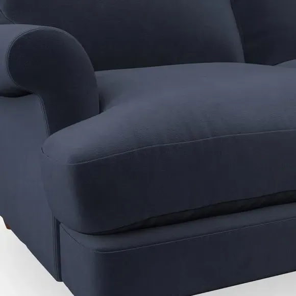 3-Seater Sofa with Scroll Arms - Navy, Velvet