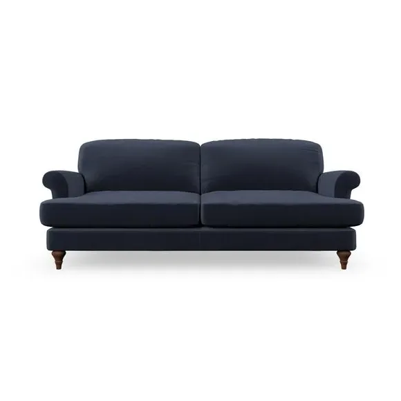 3-Seater Sofa with Scroll Arms - Navy, Velvet