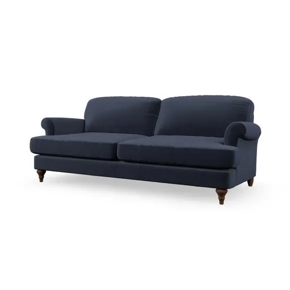 3-Seater Sofa with Scroll Arms - Navy, Velvet
