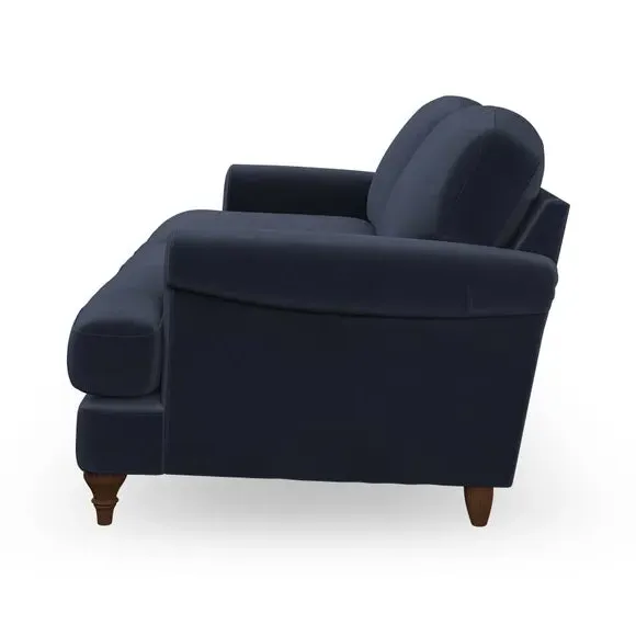 3-Seater Sofa with Scroll Arms - Navy, Velvet