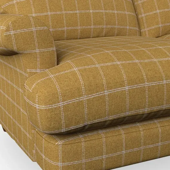 3-Seater Sofa with Scroll Arms - Ochre, Fabric
