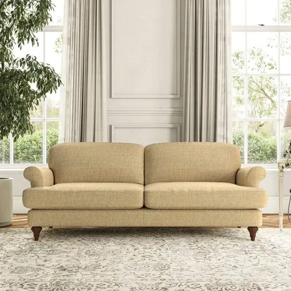 3-Seater Sofa with Scroll Arms - Ochre, Weave