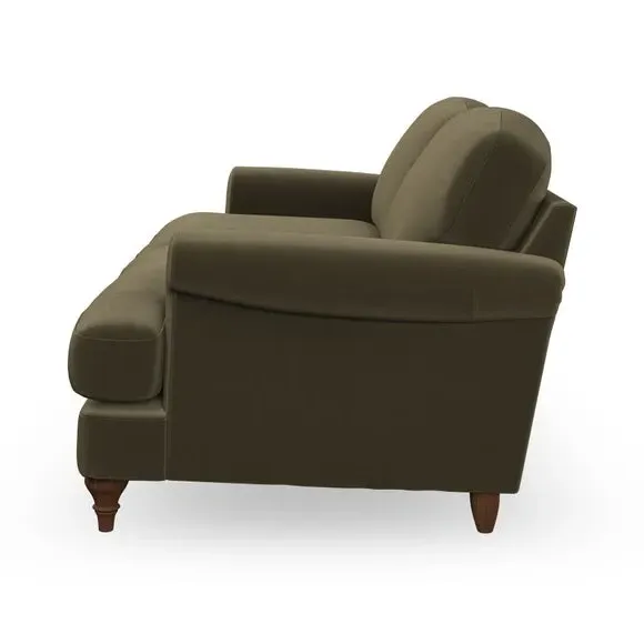 3-Seater Sofa with Scroll Arms - Olive, Velvet