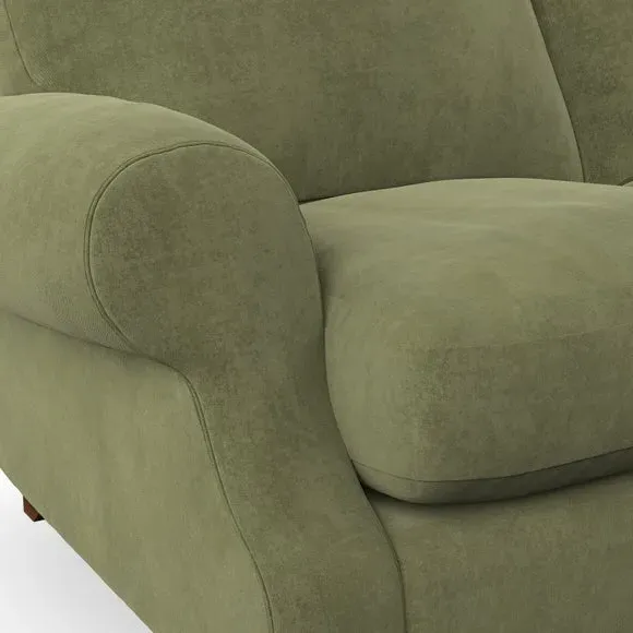 3-Seater Sofa with Scroll Arms - Olive, Velvet
