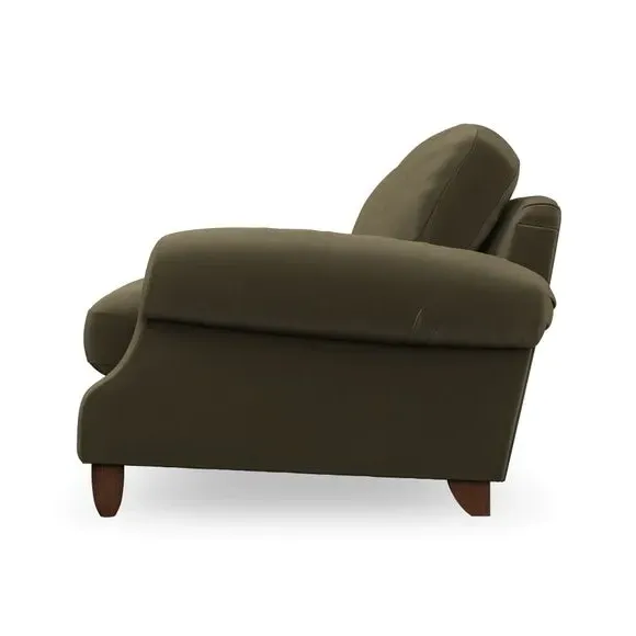 3-Seater Sofa with Scroll Arms - Olive, Velvet