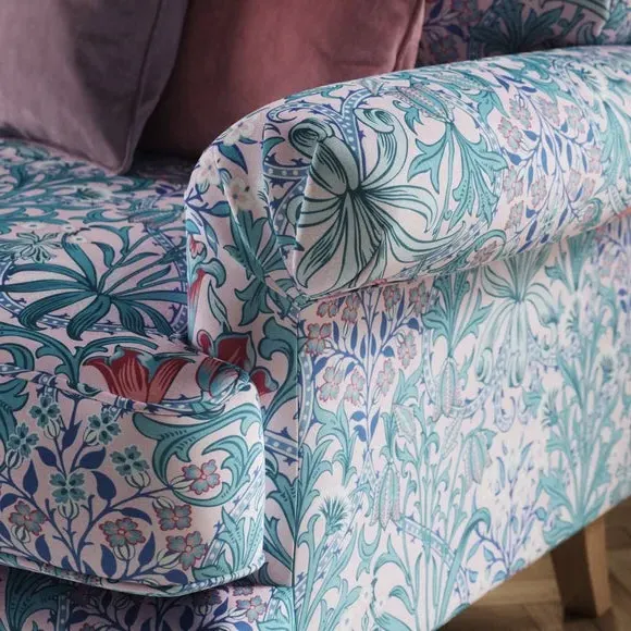 3-Seater Sofa with Scroll Arms - Peony, Velvet