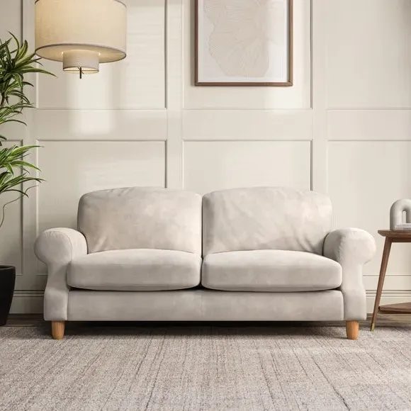 3-Seater Sofa with Scroll Arms - Sandstone, Chenille
