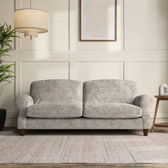 3-Seater Sofa with Scroll Arms - Silver, Chenille