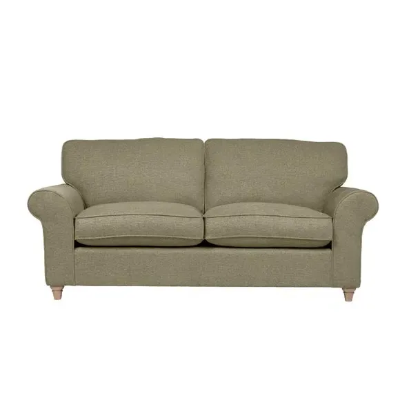 3-Seater Sofa with Scrolled Arms - Olive, Chenille