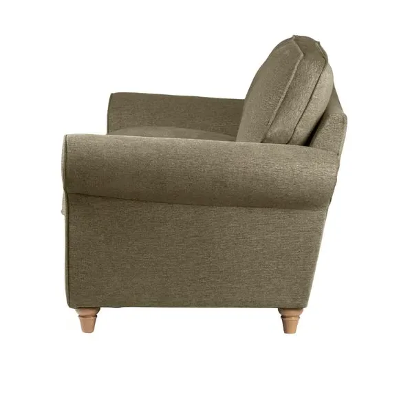 3-Seater Sofa with Scrolled Arms - Olive, Chenille