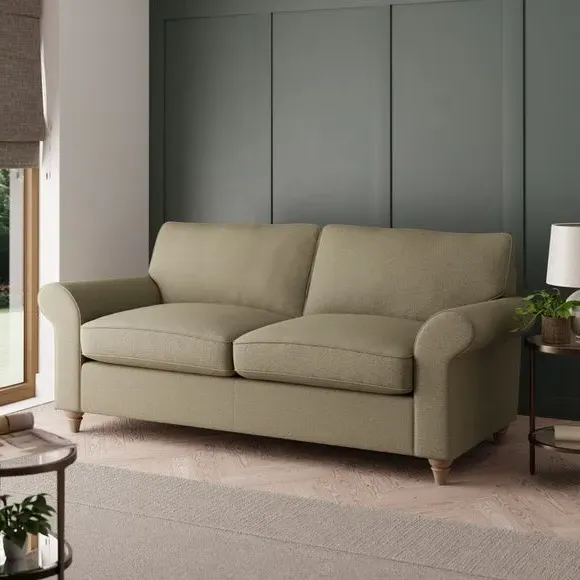 3-Seater Sofa with Scrolled Arms - Olive, Chenille image