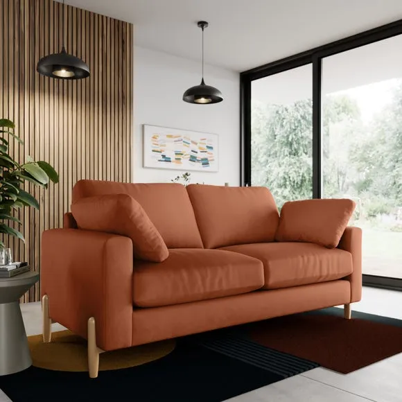 3-Seater Sofa with Square Arms - Apricot, Velvet image