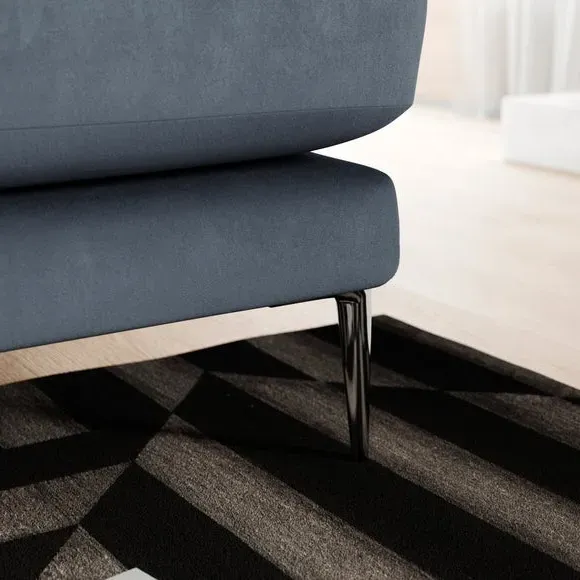 3-Seater Sofa with Square Arms - Denim, Velvet