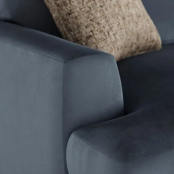 3-Seater Sofa with Square Arms - Denim, Velvet