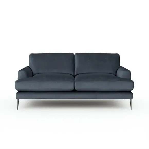 3-Seater Sofa with Square Arms - Denim, Velvet