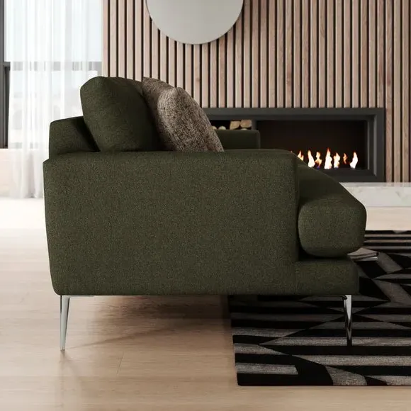 3-Seater Sofa with Square Arms - Forest, Boucle