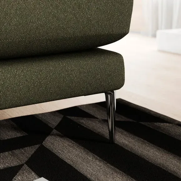 3-Seater Sofa with Square Arms - Forest, Boucle