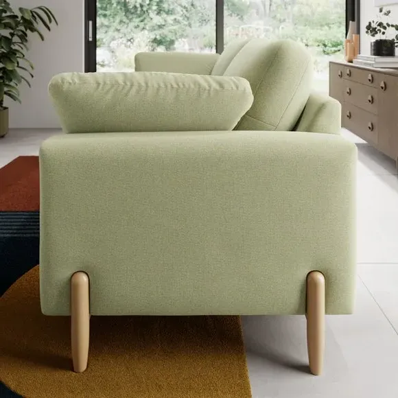 3-Seater Sofa with Square Arms - Green, Fabric