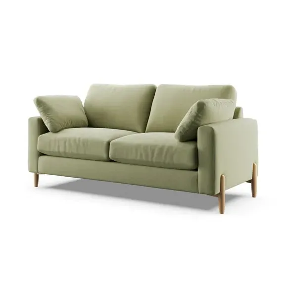 3-Seater Sofa with Square Arms - Green, Fabric
