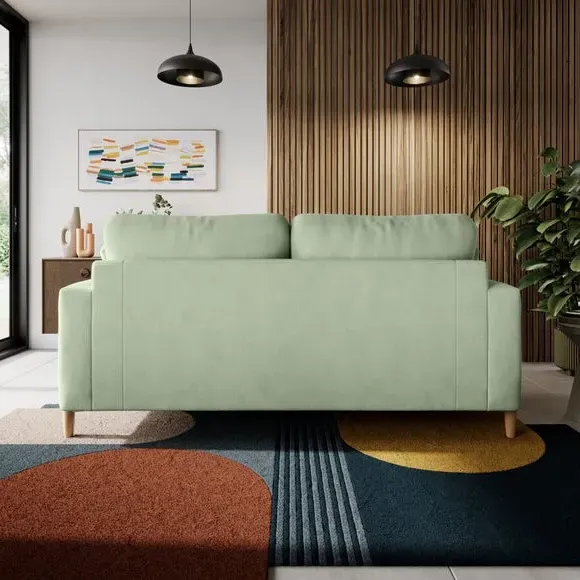 3-Seater Sofa with Square Arms - Green, Velvet