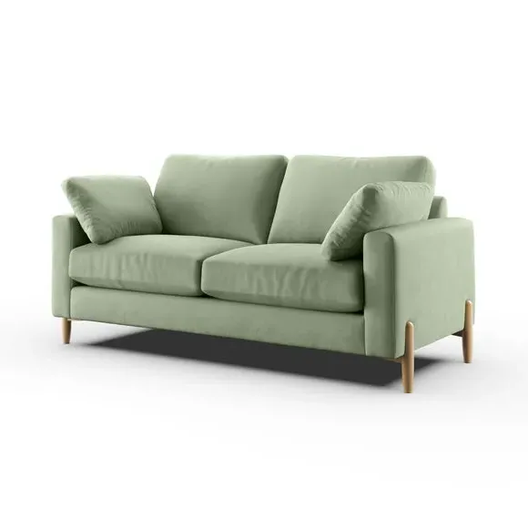 3-Seater Sofa with Square Arms - Green, Velvet