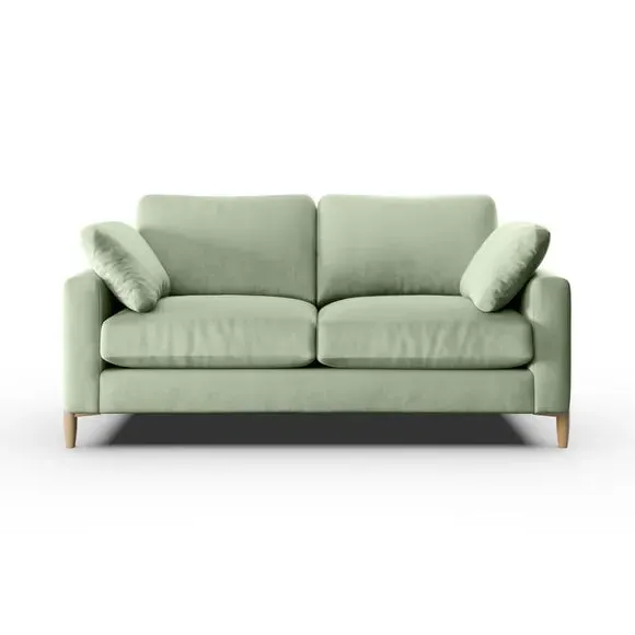 3-Seater Sofa with Square Arms - Green, Velvet