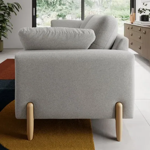 3-Seater Sofa with Square Arms - Grey, Fabric