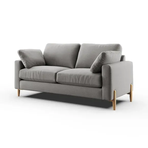 3-Seater Sofa with Square Arms - Grey, Fabric