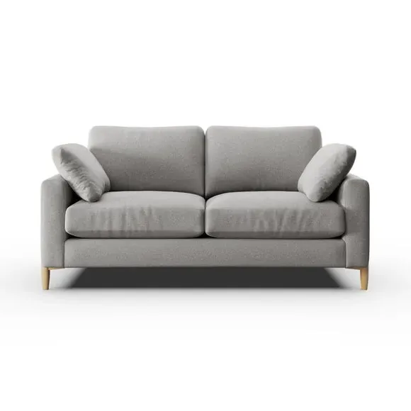 3-Seater Sofa with Square Arms - Grey, Fabric