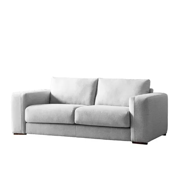3-Seater Sofa with Square Arms - Grey, Fabric
