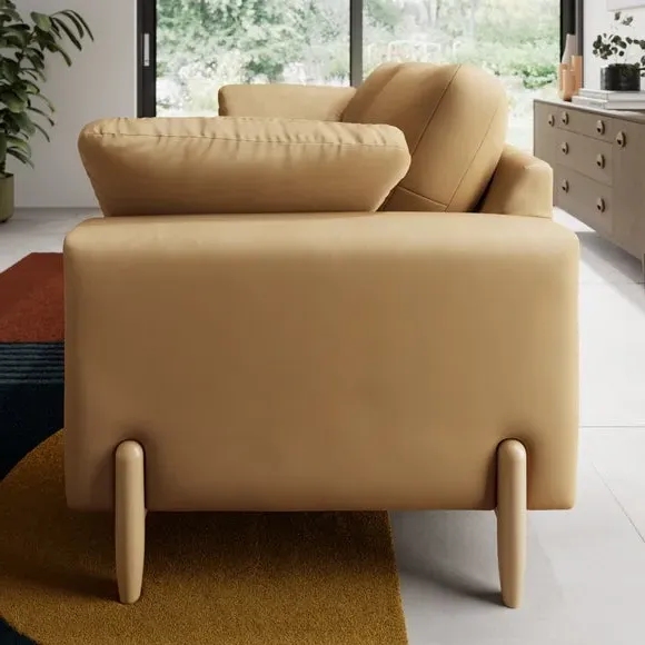 3-Seater Sofa with Square Arms - Honey, Velvet