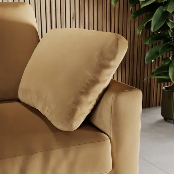 3-Seater Sofa with Square Arms - Honey, Velvet
