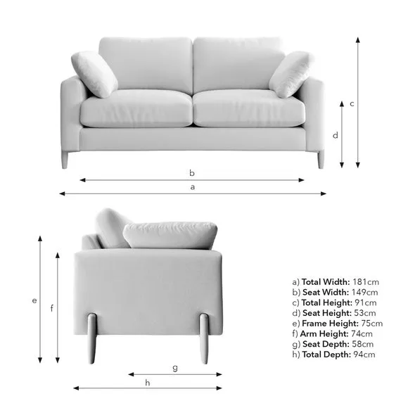 3-Seater Sofa with Square Arms - Honey, Velvet