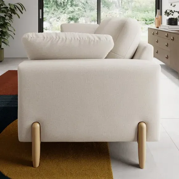 3-Seater Sofa with Square Arms - Natural, Fabric