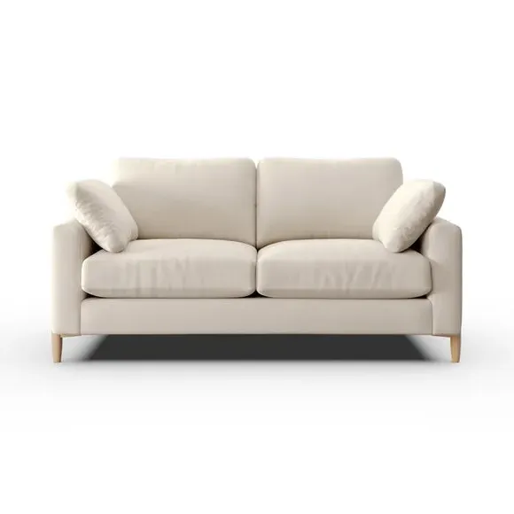 3-Seater Sofa with Square Arms - Natural, Fabric