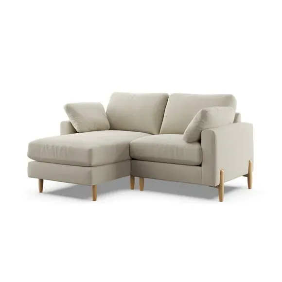 3-Seater Sofa with Square Arms - Natural, Fabric