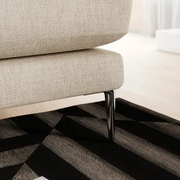3-Seater Sofa with Square Arms - Natural, Fabric