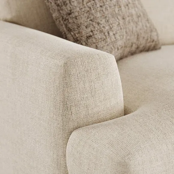 3-Seater Sofa with Square Arms - Natural, Fabric