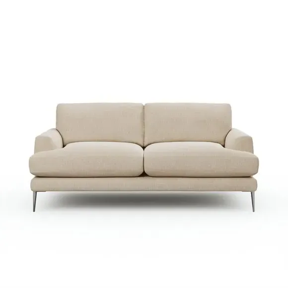 3-Seater Sofa with Square Arms - Natural, Fabric