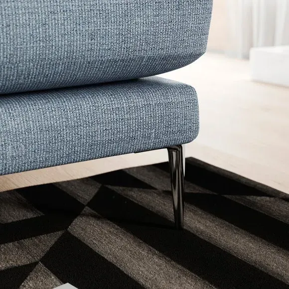 3-Seater Sofa with Square Arms - Navy, Fabric