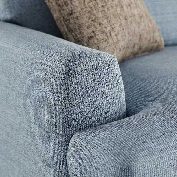 3-Seater Sofa with Square Arms - Navy, Fabric