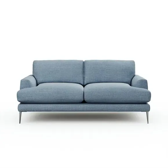 3-Seater Sofa with Square Arms - Navy, Fabric