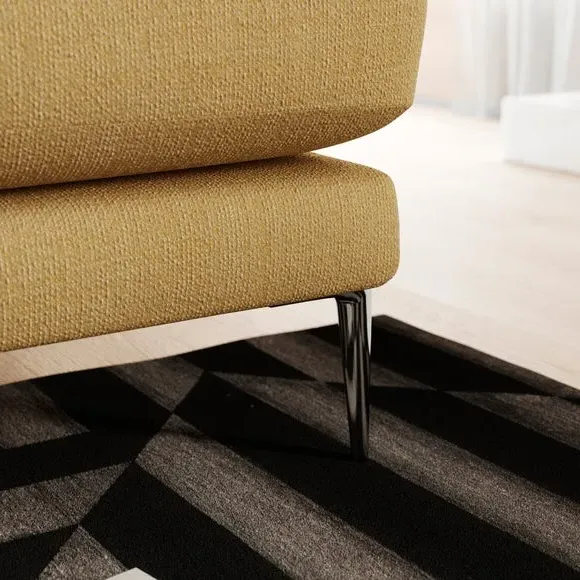 3-Seater Sofa with Square Arms - Ochre, Fabric