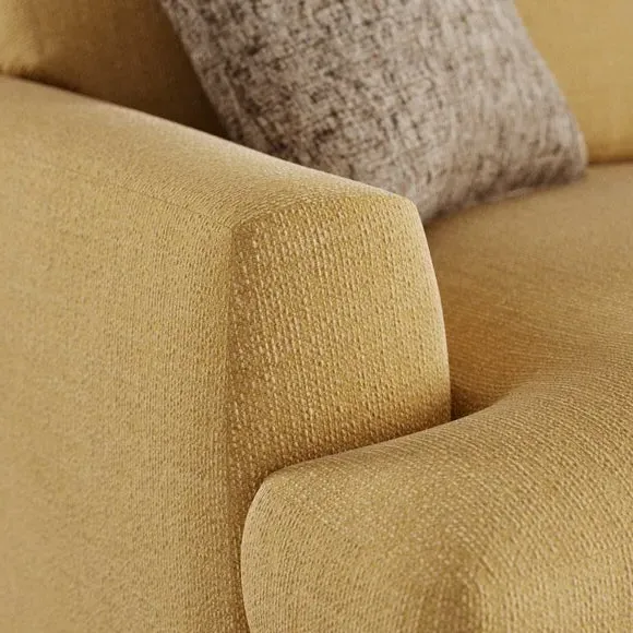 3-Seater Sofa with Square Arms - Ochre, Fabric